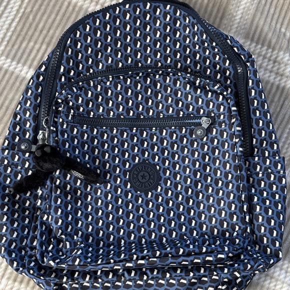 Kipling Blue Patterned Backpack large - Picture 2 of 7